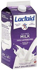 Lactaid Fat Free Milk Half Gallon…