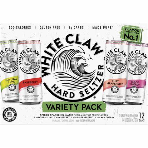 WHITE CLAW VARIETY PACK HARD SELTZER #2 12OZ-12PK CAN…