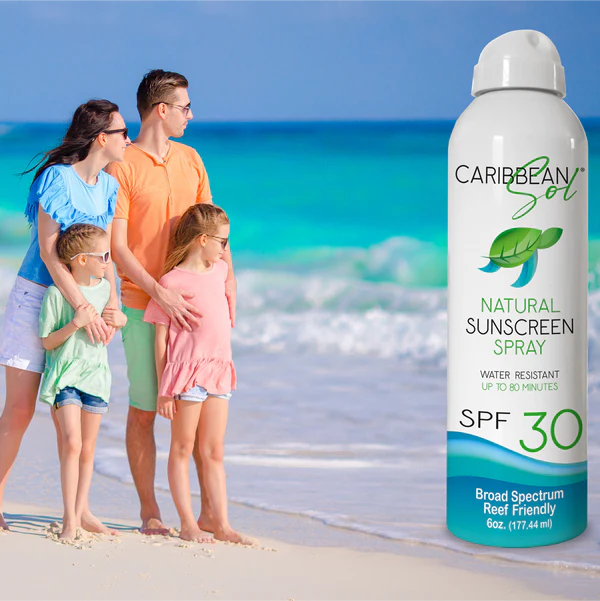 Caribbean Sol Natural Sunscreen Spray, SPF 30, 6OZ, Water Resistant, Up To 80 Min, Reef Fr…