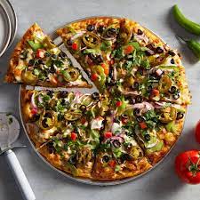 FOUR VEGGIE PIZZA, LARGE 18″-Any 4: mushrooms, onions, artichokes, black olives, bro…