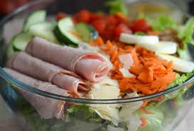 Chef’s Salad- Mixed Greens, Shredded Carrot, Cucumber, Red Onion, Tomato, Provolone …